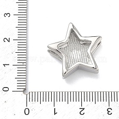 スター真鍮スライドチャーム  長持ちメッキ  カドミウムフリー＆鉛フリー  ラックめっき  プラチナ  20.5x20.5x7mm  穴：8.5x3.5mm&nbsp;KK-P349-18A-P
