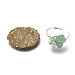 Natural Gemstone Braided Bead Chips Finger Rings&nbsp;RJEW-TA00216-02