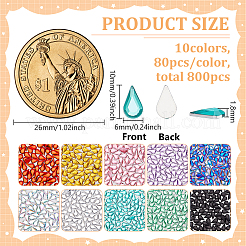 800Pcs 10 Colors Flat Back & Back Plated Transparent Acrylic Rhinestone Cabochons&nbsp;OACR-FG0001-34