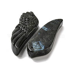天然石ラブラドライトペンダント  彫刻された翼のチャーム  56~59x19~22x7~10.5mm  穴：1.3mm&nbsp;G-M417-05B