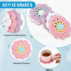 6Pcs 3 Colors Hand-woven Woolen Yarn Coaster&nbsp;DIY-GF0011-39