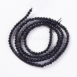 ガラスビーズ連売り  多面カット  ラウンド  ブラック  2x2mm  穴：0.4mm  約183~187個/連  13.38