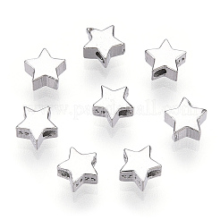 ロジウムメッキ 925 スターリングシルバー ビーズ  スター  ニッケルフリー  s925スタンプあり  プラチナメッキ  4x4.2x2.2mm  穴：0.8mm&nbsp;STER-T004-76P