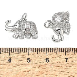 真鍮マイクロペーブブラックキュービックジルコニアペンダント  象のチャーム  プラチナ  13x18x5mm  穴：3mm&nbsp;CU-CBAB0CF-18P