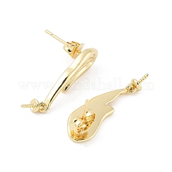 真鍮製スタッドピアスパーツ  カドミウムフリー＆ニッケルフリー＆鉛フリー  14KGP本金メッキ  27x7.5mm&nbsp;LS-KK-M326-19G