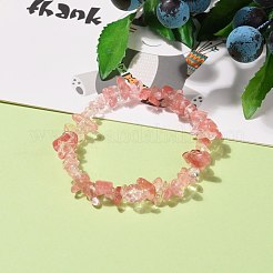 Cherry Quartz Glass Chip Beads Stretch Bracelets&nbsp;BJEW-JB05765-02