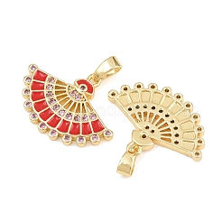 Brass Enamel Pink Cubic Zirconia Pendants&nbsp;KK-E800-09C-G