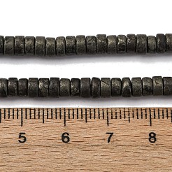 天然石パイライトビーズ連売り  ディスク  ヒシビーズ  4~5x2~2.5mm  穴：0.7mm  約160個/連  15''（38.1センチメートル）&nbsp;G-L624-I13-2x4mm