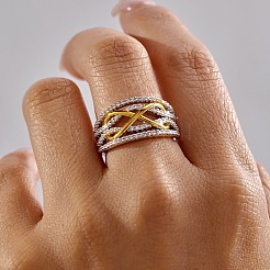 女性用真鍮マイクロパヴェキュービックジルコニア指輪  無限大  プラチナ·ゴールデン  2.5~12mm  内径：18mm&nbsp;RJEW-Z146-01GP