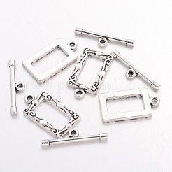 チベット風合金マンテル  長方形  アンティークシルバー  矩形：20x11.5mm  バー：22x5mm  穴：2.5mm&nbsp;K0966041