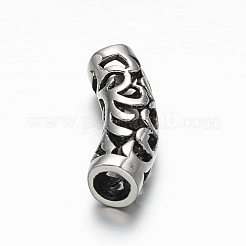 中空304ステンレススチールビーズ  チューブ  アンティークシルバー  23x6.5mm  穴：4mm&nbsp;STAS-O080-03