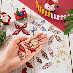 DIY Christmas Theme Epoxy Resin Wing Dangle Earring Kits&nbsp;DIY-TA0010-31