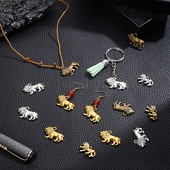 60pcs6スタイルチベットスタイルアロイペンダント  ライオンのチャーム  ミックスカラー  14.5~18x21~28x4~6mm  穴：2mm  10個/スタイル&nbsp;FIND-GA0008-44
