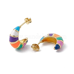 Brass Colorful Enamel Stud Earrings for Women&nbsp;EJEW-M213-30G