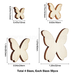 200Pcs 4 Style Natural Wood Cabochons&nbsp;WOOD-GF0001-62