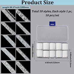 ペット転写ネイルアートステッカー  ネイルチップの装飾用  ホワイト  1000x25x0.1mm  10個/セット&nbsp;MRMJ-GF0001-73B