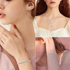 ラインストーン ツイスト ペンダント ネックレス & ダイヤモンド バングル & スタッド イヤリング  女性用プラチナ合金ジュエリーセット  エメラルド  16.34インチ（415mm）  61x47mm  6mm  ピン：0.7mm&nbsp;JEW101H