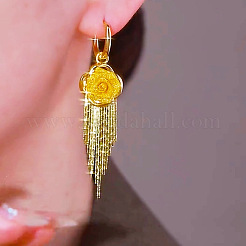 Flower Tassel Alloy Hoop Earrings&nbsp;FS-WG2C0C7-01