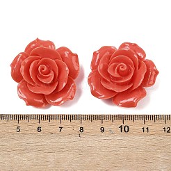 合成サンゴ染め彫刻ビーズ  花  トマト  34.5x33x14mm  穴：2mm&nbsp;SHEL-Z003-01A
