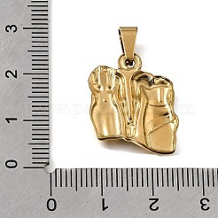 304ステンレスペンダント  201ステンレススチールスナップオンベイル付き  人間のチャーム  ゴールドカラー  19.5x18x2.5mm  穴：7x3.5mm&nbsp;STAS-G400-07G