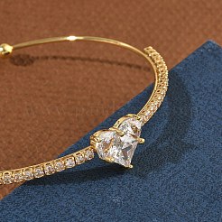 Brass Micro Pave Clear Cubic Zirconia Cuff Bangles&nbsp;KK-D112-04G