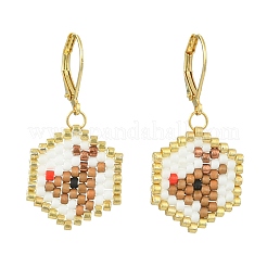 Christmas 304 Stainless Steel with Glass Cylinder Seed Beads Dangle Earrings&nbsp;EJEW-MZ00819