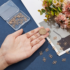真鍮コネクタチャーム40個  花のリンク  18KGP本金メッキ  13x11x1mm  穴：1mm&nbsp;KK-BC0010-30