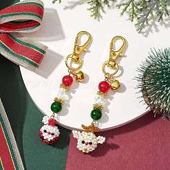 Christmas Santa Claus & Deer Handmade Glass Seed Beads Pendant Decorations&nbsp;HJEW-MZ00068