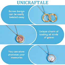 DIY Blank Flat Round 304 Stainless Steel Locket Pendant Necklace Making Kit&nbsp;DIY-UN0056-18