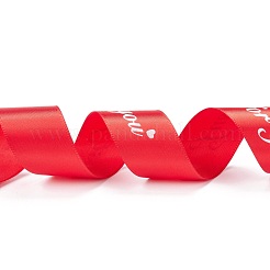ポリエステルグログランリボン  単語とあなたのためだけに  ギフトラッピングパーティー用  レッド  1インチ（25mm）  45 m /ロール&nbsp;SRIB-H039-B10