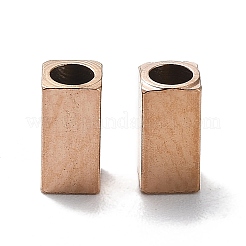 イオンプレーティング（IP）304ステンレスビーズ  直方体の  ローズゴールド  6x3x3mm  穴：1.8mm&nbsp;STAS-F205-07RG-A