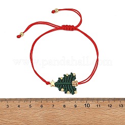 Adjustable Christmas Tree Braided Nylon String Bracelets with Brass Star&nbsp;BJEW-TA00762-02