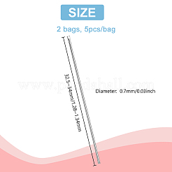 2袋入りステンレス製人形用ヘアリルートツール  人形の髪作り用品  ステンレス鋼色  32.5~34x0.7mm&nbsp;TOOL-GA0002-06A