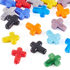 20個10色手作りランプワークビーズ  クロス  ミックスカラー  24~26x20~20.5x6~7.5mm  穴：1.6~1.8mm  2個/カラー&nbsp;LAMP-TA0001-62