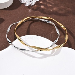 3Pcs 3 Colors 304 Stainless Steel Twisted Bangles Sets for Women&nbsp;BJEW-L610-27M