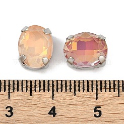 真鍮 ガラス ラインストーン 縫い付けラインストーン  多面カット  オーバル  ミックスカラー  プラチナ  10x8x6mm  穴：1mm&nbsp;RGLA-B004-13A-P