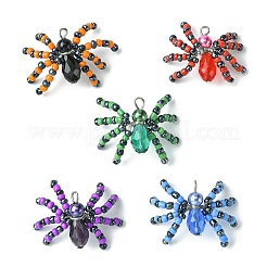 10Pcs 5 Colors Glass Seed Pendants&nbsp;GLAA-CJ0002-30