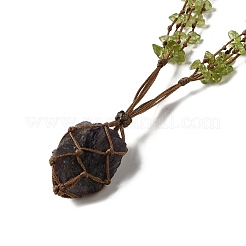 Natural Amethyst Braided Bead Pendant Necklacess&nbsp;NJEW-K258-05C
