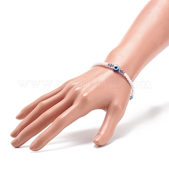 Resin Evil Eye & Acrylic Beaded Stretch Bracelet for Women&nbsp;BJEW-JB08609-04