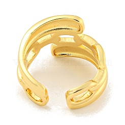 Brass Cable Chain Open Cuff Ring for Women&nbsp;RJEW-M173-11A-G