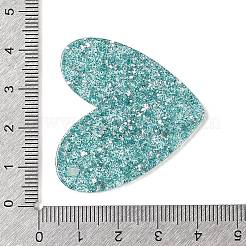 アクリルプラスチックカボション  ハート  シアン  37x39.5x2.5mm  穴：2.5mm&nbsp;OACR-R273-02E