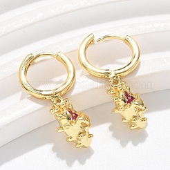 Brass Cubic Zirconia Hoop Earrings&nbsp;EJEW-Q015-01G