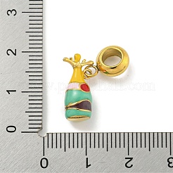304 ステンレススチール エナメル ヨーロピアン ダングル チャーム  ボトル大穴ペンダント  ゴールドカラー  23.5mm  穴：4.5mm  ペンダント：16x8x6.5mm&nbsp;STAS-U005-21G