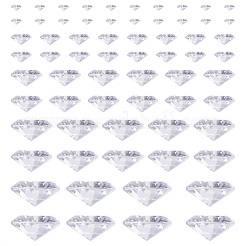 キュービックジルコニアカボション  グレードA  多面カット  ダイヤモンド  透明  1mm  2mm  3x2mm  4x2.5mm  5x3mm  50個/セット&nbsp;ZIRC-TA0001-03