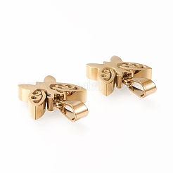 イオンプレーティング（IP）304ステンレスペンダント  切り取る  中空  手動研磨  蝶  ゴールドカラー  13x15x3.5mm  穴：3x7mm&nbsp;X-STAS-F253-08G