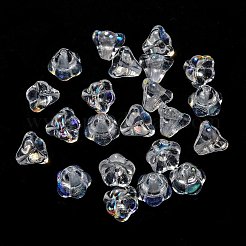 透明なチェコのガラスビーズ  花  クリアAB  10x8mm  穴：2mm  約120個/袋&nbsp;GLAA-G070-05D-02
