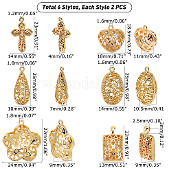 12Pcs 6 Style Brass Pendants&nbsp;KK-PH0002-61