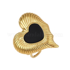 Heart 304 Stainless Steel Enamel Finger Rings for Women&nbsp;RJEW-G355-09G