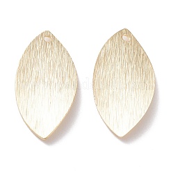 真鍮製チャーム  カドミウムフリー＆鉛フリー  葉  24KGP本金メッキ  23x11x1mm  穴：1.2mm&nbsp;X-KK-Y003-46G