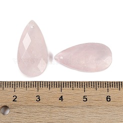 天然石ローズクォーツペンダント  多面カット  ティアドロップ  25x13x6mm  穴：1mm&nbsp;G-C140-05L